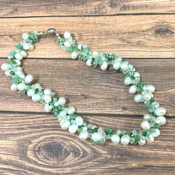 Genuine Pearl and Spiderweb Turquoise Necklace - Picture 1 of 3